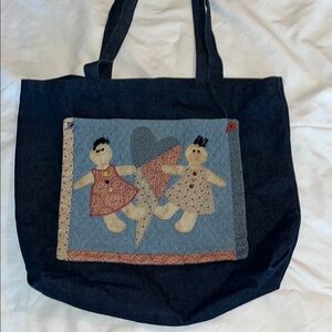 Denim Tote Handmade Bag with Patchwork Design